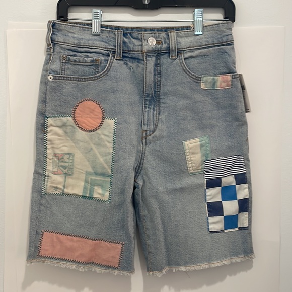 ANTHROPOLOGIE Pilcro Ultra High Rise Patchwork Shorts NEW! Lots of sizes! - Picture 2 of 3